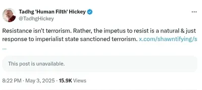 Documented social media post with permanent archive. Perma.cc: https://perma.cc/47WW-DLWU. Categories: atrocity_justification,  decontextualization,  disinformation,  extremism,  false_equivalence,  inflammatory_language,  terrorist_support,  violence_support