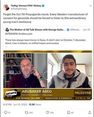 Documented social media post with permanent archive. Perma.cc: https://perma.cc/KDV7-E23H. Categories: bad_faith_arguments,  collective_vilification,  colonialist_rhetoric,  decontextualization,  disinformation,  genocidal_language,  historical_revisionism,  israel_apartheid_slander,  oct7_denialism