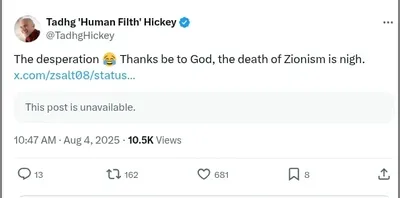 Documented social media post with permanent archive. Perma.cc: https://perma.cc/SQ3E-F9VB. Categories: antizionism_pretense,  eliminationist_rhetoric,  explicit_antisemitism,  general_hate,  inflammatory_language