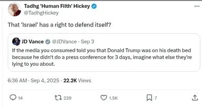 Documented social media post with permanent archive. Perma.cc: https://perma.cc/E5JV-3W7U. Categories: bad_faith_arguments,  denies_israel_existence,  mockery