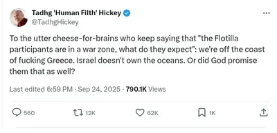 Documented social media post with permanent archive. Perma.cc: https://perma.cc/F67A-T9Y4. Categories: antisemitic_tropes,  collective_vilification,  inflammatory_language,  mockery,  nazi_comparisons,  power